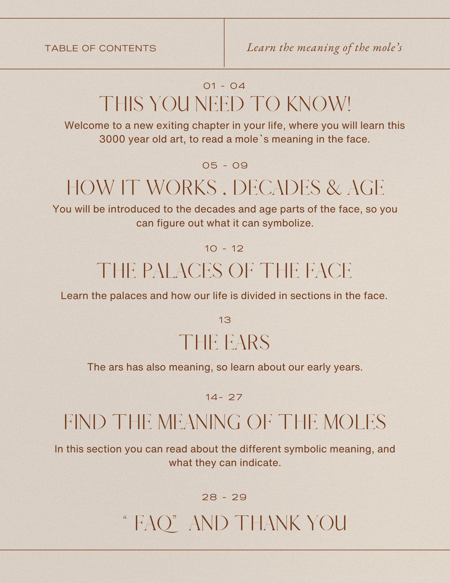 Learn the hidden secrets in your face! Mole edition